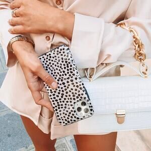 Burga Almond Latte iPhone Snap Case 11 Pro Black Ivory Dots Tough Case NEAR NEW